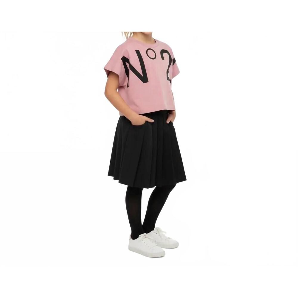 NEW N°21 girls cropped logo t-shirt in pink